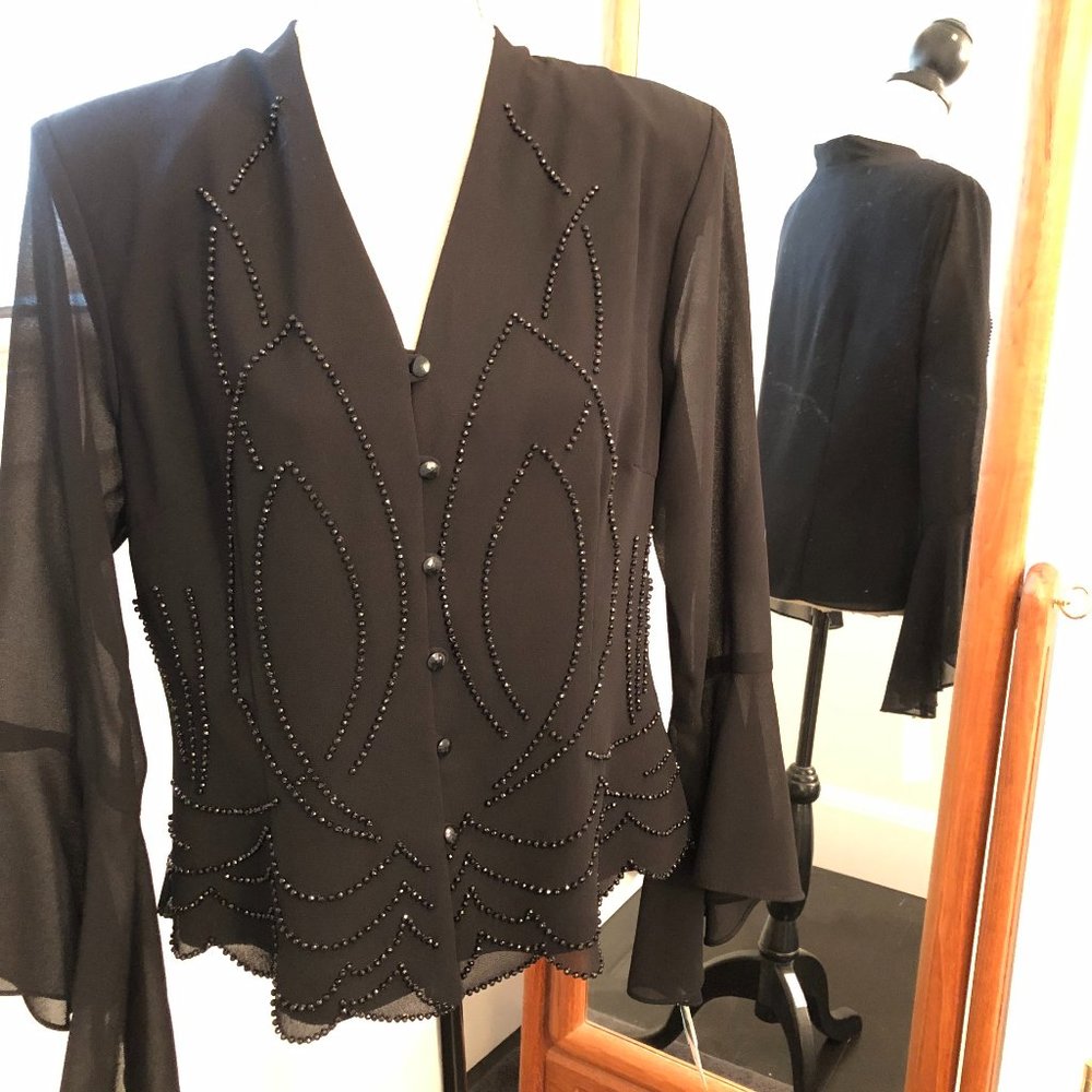 sz16 NWT 2-pc DressBarn Collection black beaded "dress"